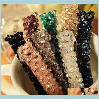 Barrettes Crystal Four Rows Spring Hairpin Super Shiny Handmade Beaded Hair Clips 6 Colors Whole Women Jewelry Drop Delivery 23247