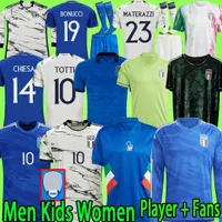 2023 Italië Soccer Jerseys Player Versie Maglie Da Calcio Lange Mouw Chiesa Training Suit Italia 20 21 23 24 Doelman voetbalshirt T Dames Set Kids Kit Uniform