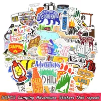 50 PCS Camping Adventure Stickers Bomb Water Bottle Laptop Skateboard Bike Car Luggage Scrapbook Car Decals Gifts Toys for Kids Te300b