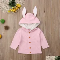 Coat Newly Autumn Warm Lovely Infant Baby Girls Boys Jacket 3D Ears Hooded Long Sleeve Single Breasted Solid Coats Drop Delivery Kid Dh3Ij