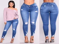 European and American Womens Ripped Jeans High Waisted Stretch Pencil Pants for Women Hole Elastic Style Plus Big Size S3xl8124255