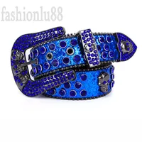 Black bb belts mens designer belt ordinary multisize blue skull ceinture homme metal buckle leisure suit jeans accessories mens belts full rhinestone PJ024 C23