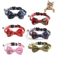 Dog Collars Long-lasting Cat Necklace Chinese Style Wear-resistant Safe Fashion Cats Neck Bows With Bell