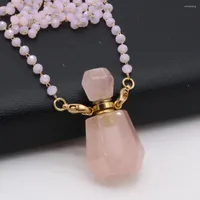 Pendant Necklaces Natural Semi-precious Stone Powder Crystal Perfume Bottle Boutique Making DIY Fashion Charm Necklace Jewelry