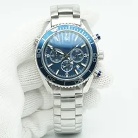 Blue Dial Meter Watch 44mm Quartz Chronograph Diver 600m Stainless Steel Glass Back Sports Sea Mens Watches315R