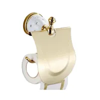 Gold Toilet Paper Holder with diamond Roll Tissue hanger shelves Solid Brass Bathroom Accessories269f