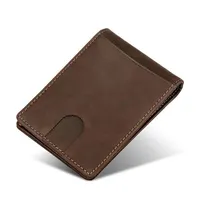 Ultra Thin Rfid Genuine Leather Men's Wallet Leisure Crazy Horse Man Money Clip Multi Card Holder Business Mens Purse 452313