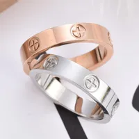 4mm 5mm CT001 Titanium Steel Silver Love Ring Men and Women Rose Gold Rings for Lovers Couple Gift208g