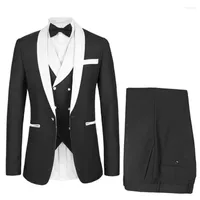Men's Suits Groom Tuxedos Black Man Shawl Lapel Jacket For Groomsman Suit Custom Made (Jacket Pants Vest)