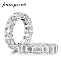 100% Real 925 Sterling Silver Emerald Cut Created Moissanite Diamond Engagement Wedding Rings Women Fine Jewelry Ring Cluster239j