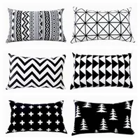 black and white rectangular funda cojin modern geometric cushion cover boho sofa chaise throw pillow case325N