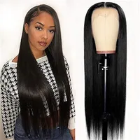 13x6 24inch Long Straight Lace Front Wig Synthetic Heat Resistant Fiber 180% Full Density Part For Black Women Pre Plucked Na322Q