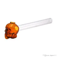 Hot selling Colorful Great Pyrex 5.5''skull Glass Oil Burner Pipe Thick color Glass for oil rigs glass water pipe free shipping