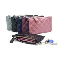 2021 Women's Leather Bags Multi-Card Wallet Diamond Plaid Key Case Sheepskin Wallet Key Holder Ring Purse Keychains for Ladie242W