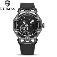 Ruimas Fashion Black Mens Dress Designer Luxury Military Luminous Watches Leather Classic Wrist Watch For Men320q