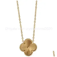 Pendant Necklaces Classic Gold Clover Necklace Bracelet Titanium Steel Jewelry For Women Drop Delivery 202 Otx8H