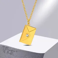 Pendant Necklaces Vnox Free Personalized Custom Hidden Love Letter Secret Info Stainless Steel 3D Envelope Locket NecklacesMother Valentine's Day Z0321