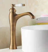 Bathroom Sink Faucets Vintage Retro Antique Brass Vessel Basin Mixer Tap Faucet One Hole Single Handle Mnf104