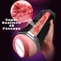 Automatic Male Masturbator Dual Channel Blowjob Pussy Sucking Realistic Vagina Machine Aircraft Cup Oral Sex Toys For Men184b