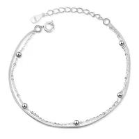 Anklets Vintage Women Round Beads Charm Double Layer Chain Bracelet Bangle Jewelry Gift294Q