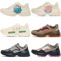 2023 Casual Shoes Pink Designer Rhyton Sneaker Black Men Women Shoe Strawberry Wave Mouth Tiger Web Print Vintage Trainer White Man Woman Variety of Styles