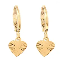 Hoop Earrings Gold Color Heart Women Girl Love Trendy Fashion Jewelry For African Arab Middle Eastern Kids Children Gift