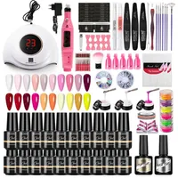 Nail Art Kits Manicure Gel Polish Set With UV Lamp Electric Drill Accessories Tools Kit Nails Acrylic Extension2705