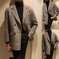 Men's Suits Blazers Plaid Men Suits Wool Overcoat Single Breasted Jacket Outfit Custom Made Warm Formal Business Wedding Causal Prom Costume Homme 230322