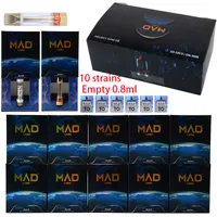 Mad Labs 4th Atomizers Empty 0.8ml Glod Flat White Round Tips Vape Cartridges Glass Tank Ceramic Coil Screw In 510 Thread Vaporizer 10 strains with Packaging