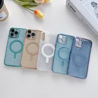 Bling Glitter Magnetic Phone Cases For Iphone 14 Plus Pro Max 13 12 11 XR XS MAX Sparkle Soft TPU Fine Hole Protector Skin cover