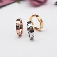 Designer Rose Gold Stainless Steel Crystal Woman Jewelry Love Ring Men Promise Rings For Female Women Gift Engagement With bag224u