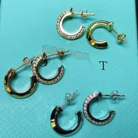 Designer carti Earrings Jewelry T new semi diamond earrings are exquisite and fashionable with a T1 shaped circular arc and diamond earrings. They are versatile