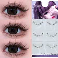 False Eyelashes 3 Pairs Thai Lower Lashes Makeup Transparent Stems Natural DIY Manga Under Eyelash Extension Handmade Eye