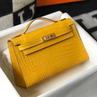 Herms Kely Designer Handbags for women online shop Classic H Home 2023 New Crocodile Pattern Head Layer Cowhide Generation Bag Half Handmad With Logo