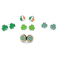 Stud Earrings CLOVER STUDS St. Patrick's Day Shamrock For Women Irish St Pattys Jewelry Green Lucky Wooden Ear Accesso