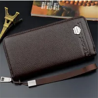 Factory outlet men handbag embossed leather long wallet cards large capacity fashion folding mens purses padded leathers coin purs257N