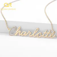 Pendant Necklaces Qitian customize Iced Out Choker First letter in crystal name Necklace For women Hip Hop Jewelry Gift Drop 230321