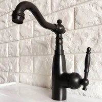 Kitchen Faucets Swivel Spout Water Tap Oil Rubbed Black Bronze Single Handle Hole Sink & Bathroom Faucet Basin Mixer Anf374