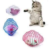 Cat Toys 3pcs Cats Interactive Plush Rat Funny Caged Mouse Hollow Mice Rolling Ball Cute Random Color Gifts Pet Supplies