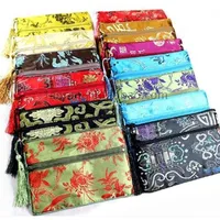 Double Zipper zone Travel Jewelry Makeup Storage Bag Tassel Silk Brocade Coin Purse Money Wallet Cosmetic Packaging Pouch 50pcs lo188S