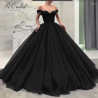 Party Dresses PEORCHID 2023 Black Ball Gown Prom Tulle Off Shoulder Dubai Elegant Gowns For Women Evening Dress Green Royal Blue