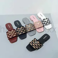 Embroidered Fabric Summer Slides Slippers Black Beige Multicolor Embroidery Mules Womens Home Flip Flops Casual Sandals Leather Flat
