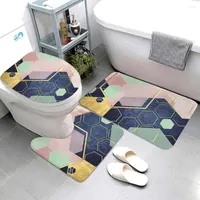 Carpets Toilet Mats 3 Set Living Room Bathroom Printing Anti Slip Flannel Carpet Wear-Resistant Shower Mat Rugs