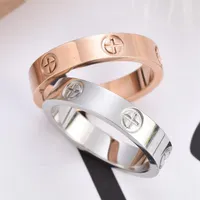 4mm 5mm CT001 Titanium Steel Silver Love Ring Men and Women Rose Gold Rings for Lovers Couple Gift287h