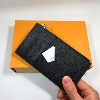 Real Leather Zipper Credit Card Wallet Business Men Black ID Card Holder Purse Wallet Fashion Luxury Coin Pocket Wallets Money Bag235B