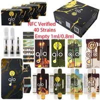 40 Strains Available Glo Atomizers Tap NFC Verify Empty 0.8ml 1ml White Vape Cartridges Glass Tank 510 Thread Vaporizer Ceramic Coil 2023 In Stock Thick Oil Carts