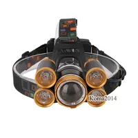 T6 XPE Aluminum alloy TPU Golden LED Headlamp front head lamp 18650 Rechargeable Battery tool box Head Light250H