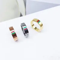 Vintage silver plated mens luxury rings for women rose golden letters ring hip hop bague classic alloy designer wedding engagement love ring green red line ZB057 E23