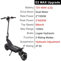 The original spot Nami BURN E 2 MAX Electric Scooter Dual Motor 8400W Scooter 72V 40Ah Battery Off-Road E-Scooter Foldable Hydraulic Adjustable Suspension