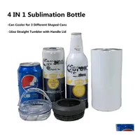 Mugs 4 In 1 16Oz Sublimation Can Cooler Straight Tumbler Stainless Steel Insator Vacuum Insated Bottle Cold Insation Fy5147 0314 Dro Dhr8G